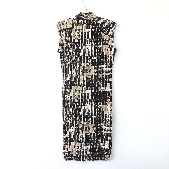 Kenneth Cole Sleeveless Dress Asymmetric Ruching Jersey In Brown & Tan - Picture 5 of 9